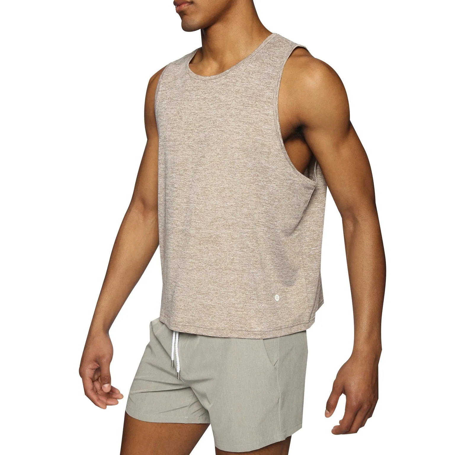 ACTIONWEAR Travertine Melange Heather Crop Muscle Tee