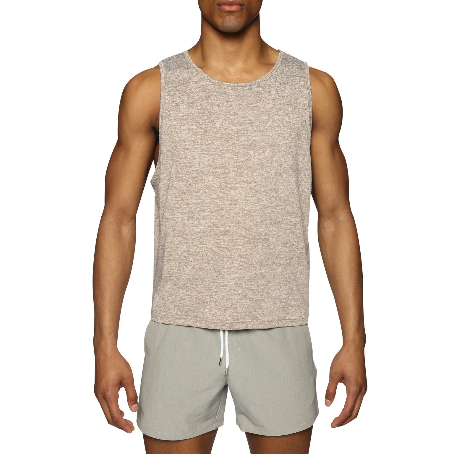 ACTIONWEAR Travertine Melange Heather Crop Muscle Tee