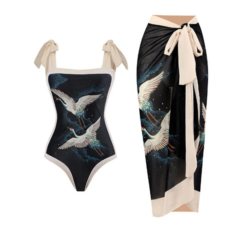 Beach Hot Spring French Retro Lace-Up Swimsuit - Stylish Bikini