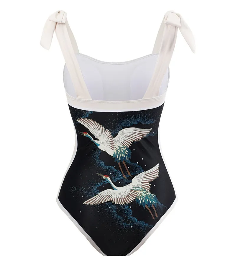 Beach Hot Spring French Retro Lace-Up Swimsuit - Stylish Bikini