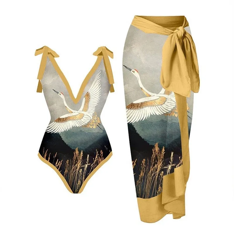 Beach Hot Spring French Retro Lace-Up Swimsuit - Stylish Bikini