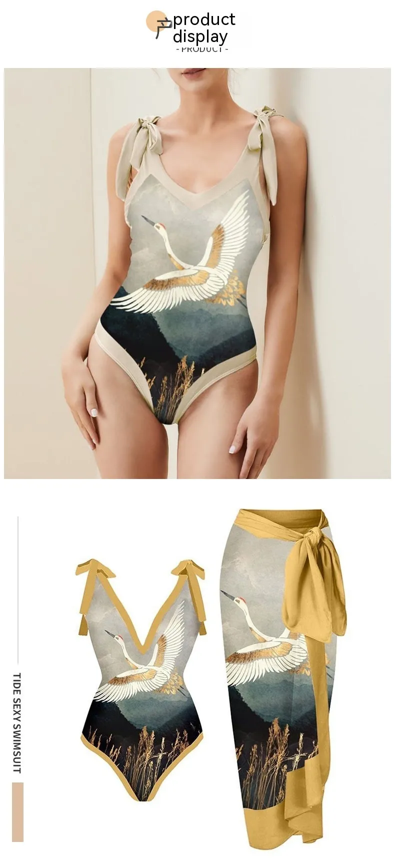 Beach Hot Spring French Retro Lace-Up Swimsuit - Stylish Bikini