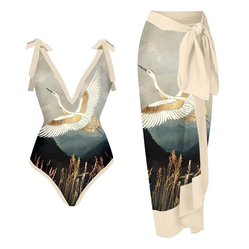 Beach Hot Spring French Retro Lace-Up Swimsuit - Stylish Bikini