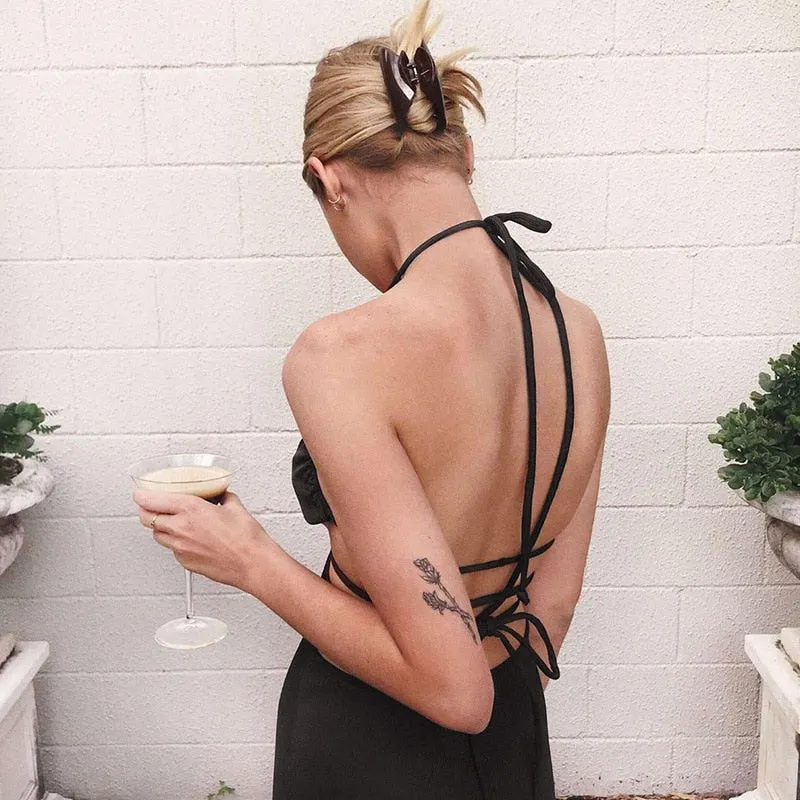 BerriesJam - Bandage Backless Cut Out Sleeveless Elegant Long Dress