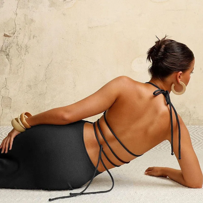 BerriesJam - Bandage Backless Cut Out Sleeveless Elegant Long Dress