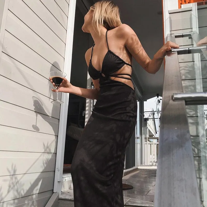 BerriesJam - Bandage Backless Cut Out Sleeveless Elegant Long Dress