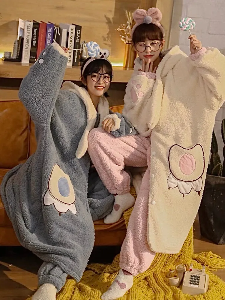 Big Paw Cozy Dreamy Winter Fleece Sleepwear Nightgown Sets