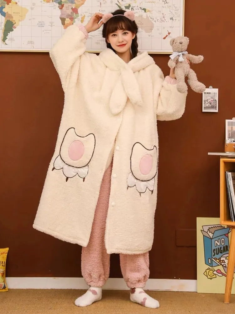 Big Paw Cozy Dreamy Winter Fleece Sleepwear Nightgown Sets