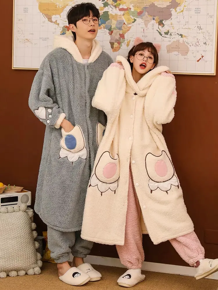 Big Paw Cozy Dreamy Winter Fleece Sleepwear Nightgown Sets