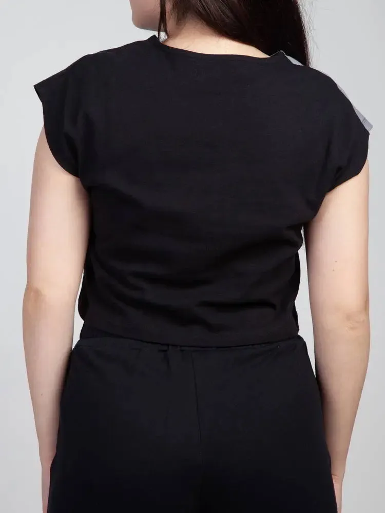 Black/Grey Colour block top
