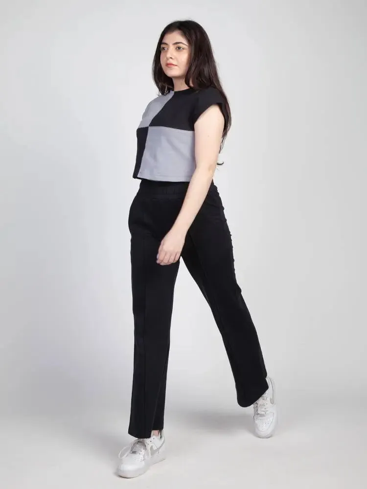 Black/Grey Colour block top