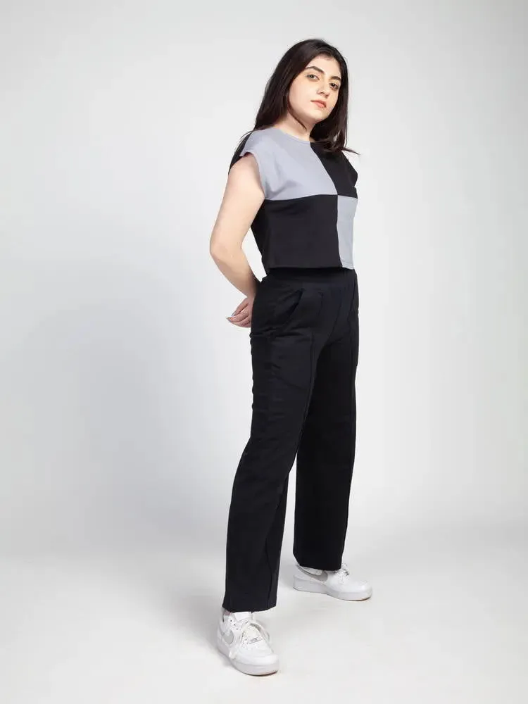 Black/Grey Colour block top