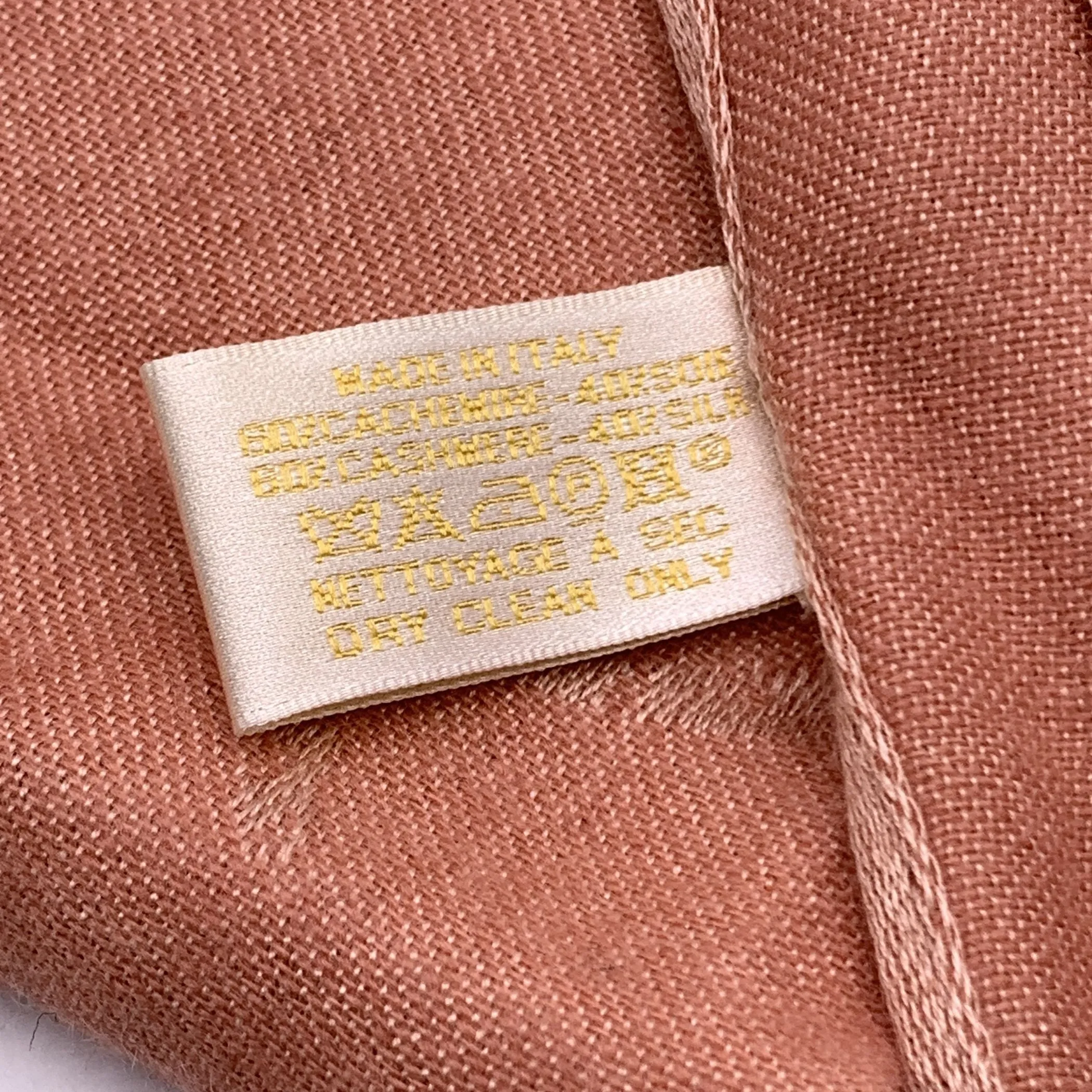 Cartier Paris Vintage Pink Cashmere and Silk Stole Shawl Scarf