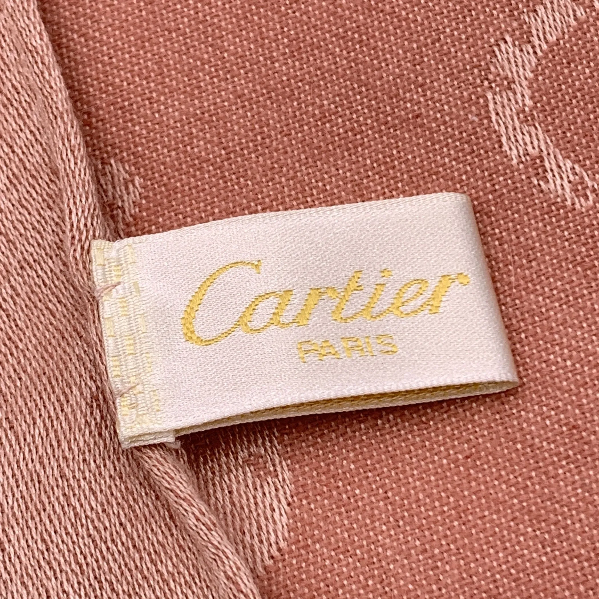 Cartier Paris Vintage Pink Cashmere and Silk Stole Shawl Scarf