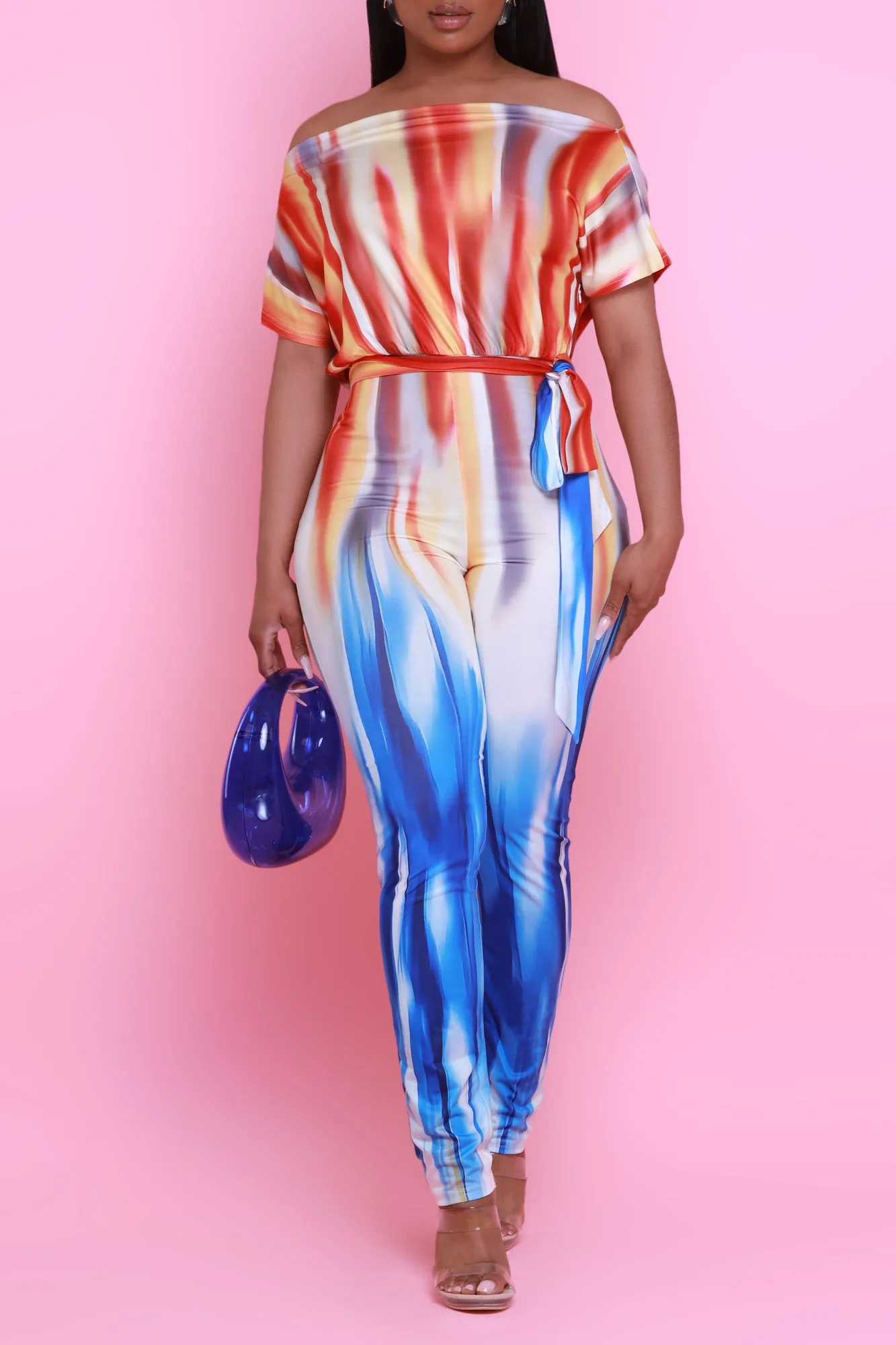 Catch A Vibe Printed Jumpsuit - Orange