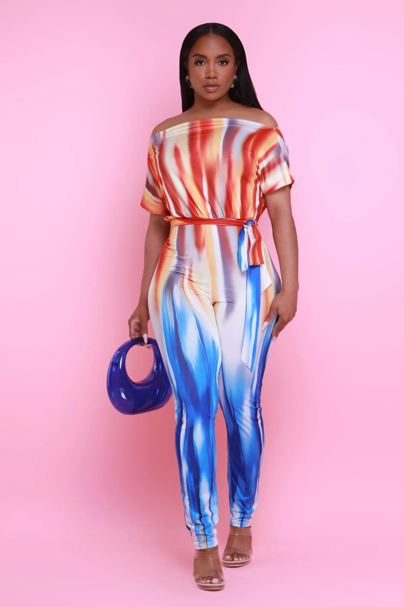 Catch A Vibe Printed Jumpsuit - Orange