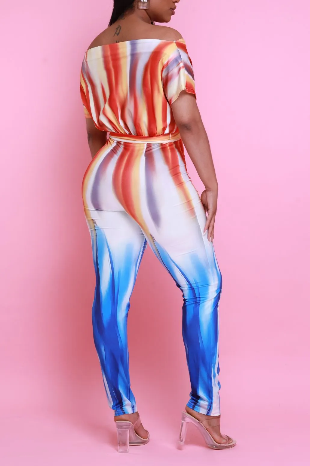 Catch A Vibe Printed Jumpsuit - Orange