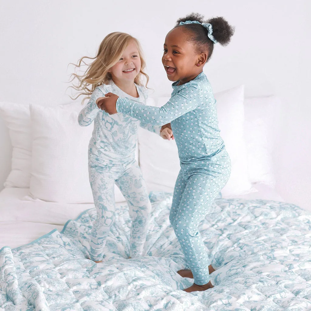 Charlotte Anne & Spring Dusk Blue Reversible Quilted Patoo® Blanket