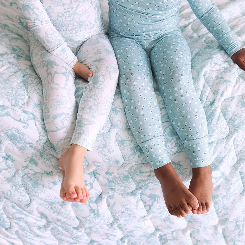 Charlotte Anne & Spring Dusk Blue Reversible Quilted Patoo® Blanket
