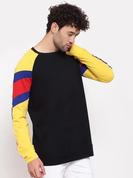 Cotton Color Block Full Sleeves Mens Round Neck T-Shirt