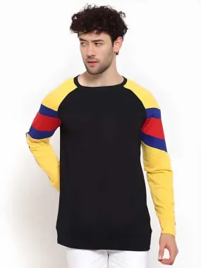 Cotton Color Block Full Sleeves Mens Round Neck T-Shirt