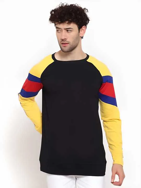 Cotton Color Block Full Sleeves Mens Round Neck T-Shirt
