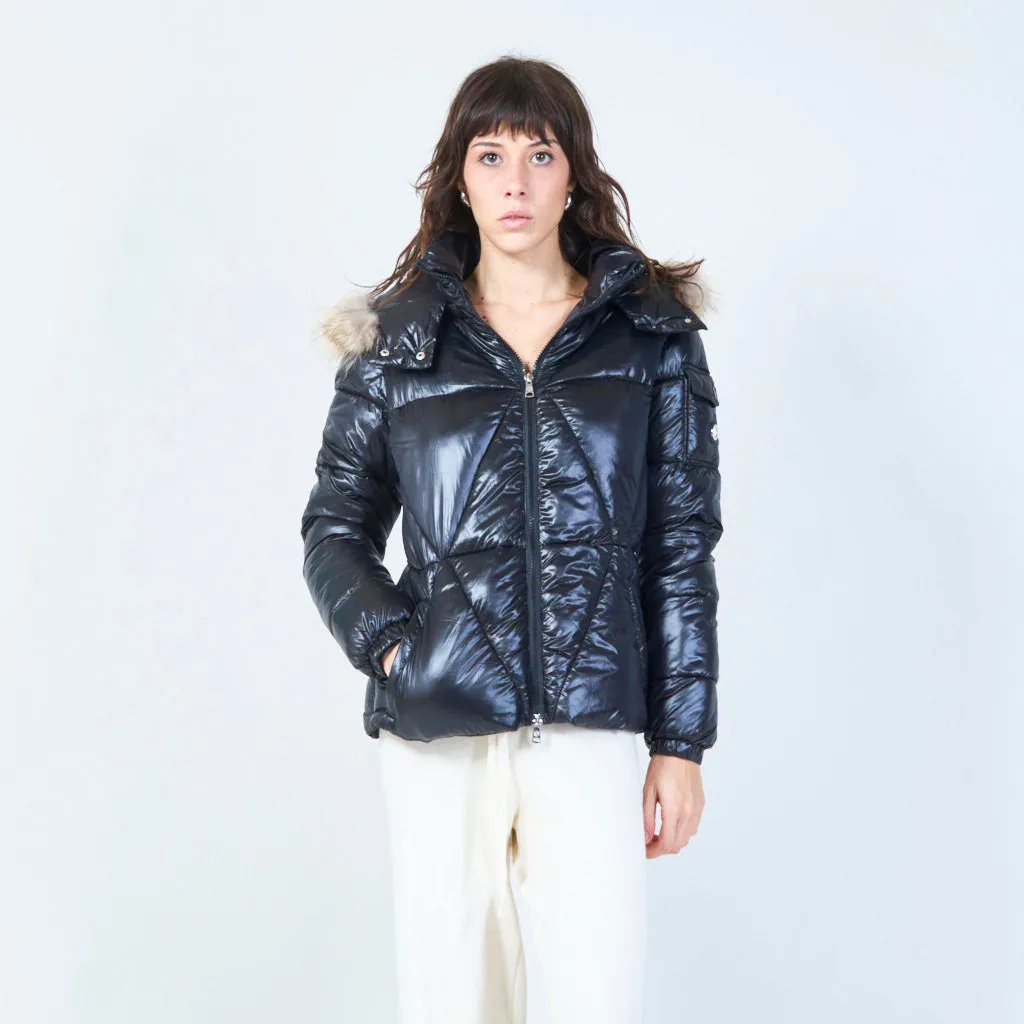 Cropped puffer jacket with hood wholesale