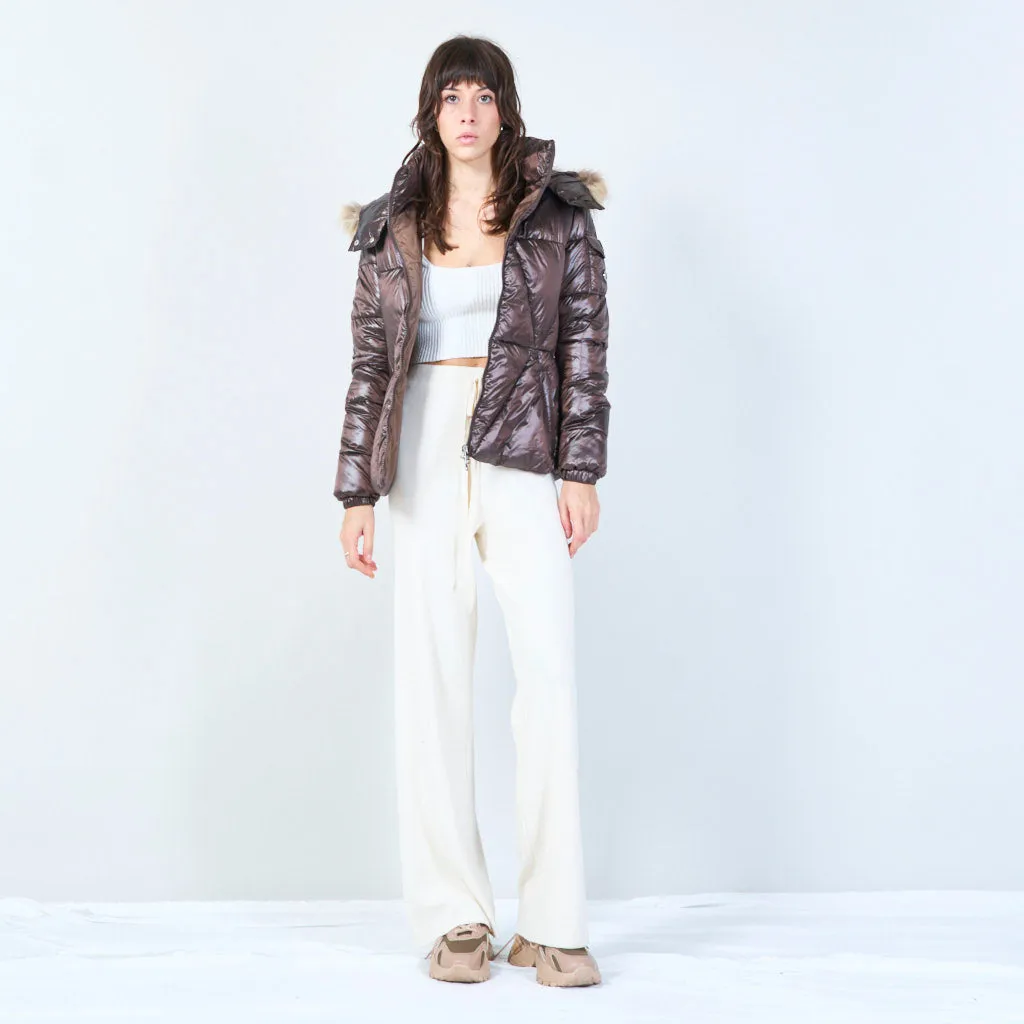 Cropped puffer jacket with hood wholesale