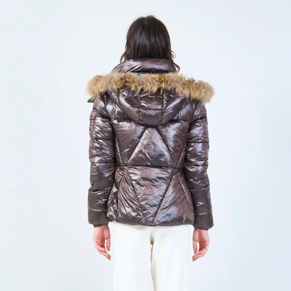 Cropped puffer jacket with hood wholesale