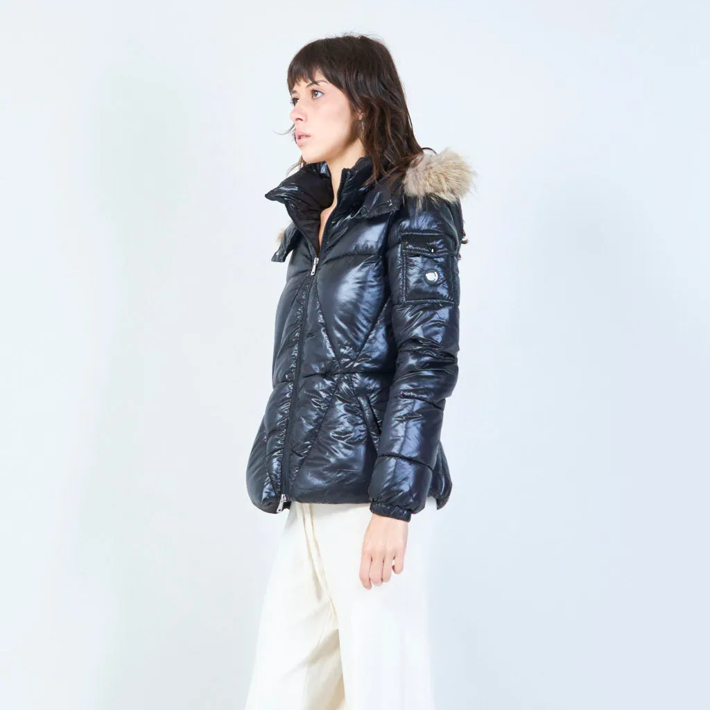 Cropped puffer jacket with hood wholesale