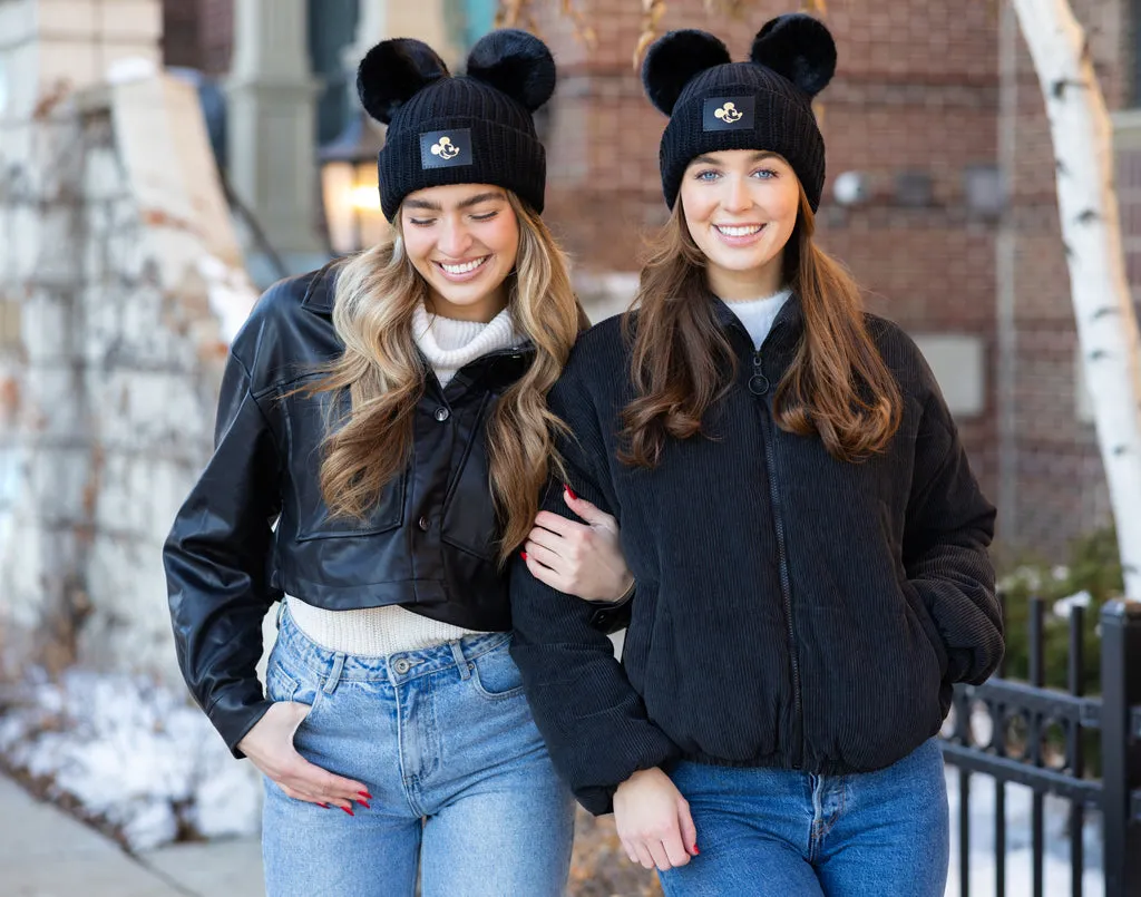 Disney's Mickey Mouse Black Double Pom Beanie