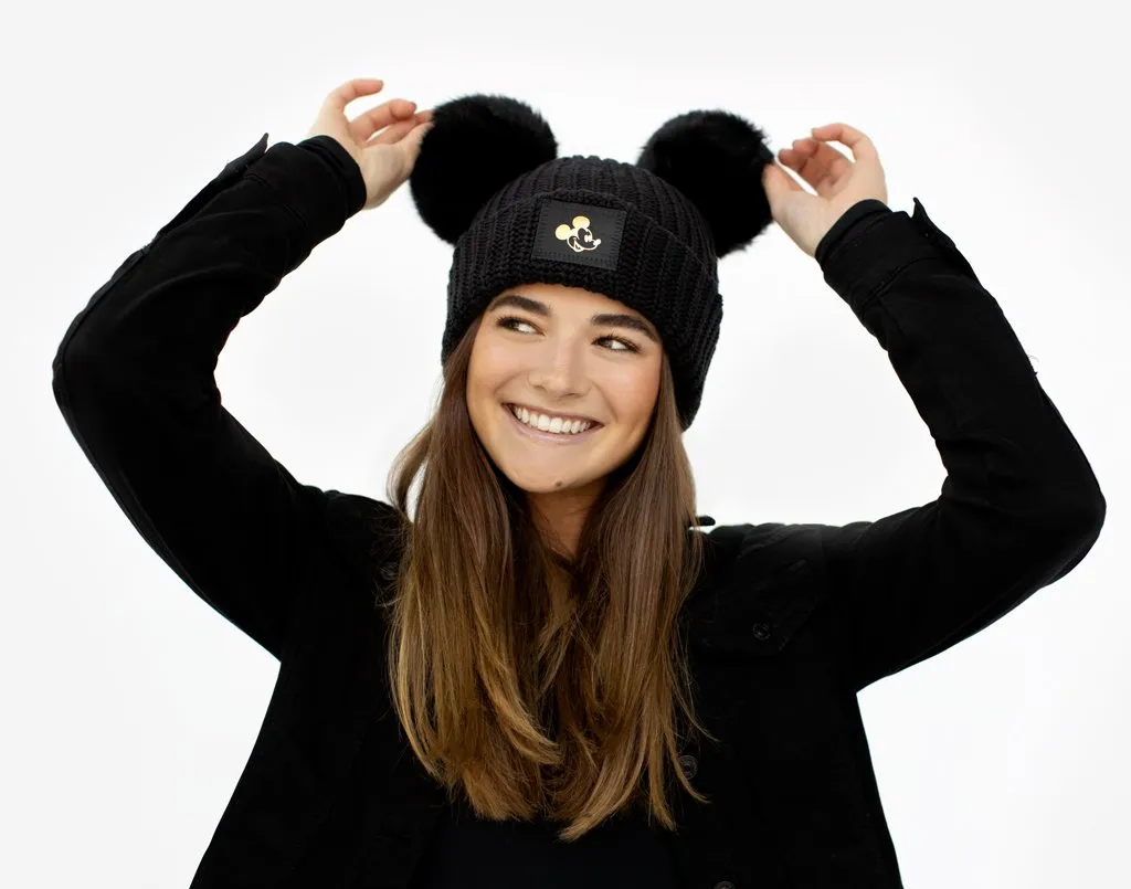 Disney's Mickey Mouse Black Double Pom Beanie