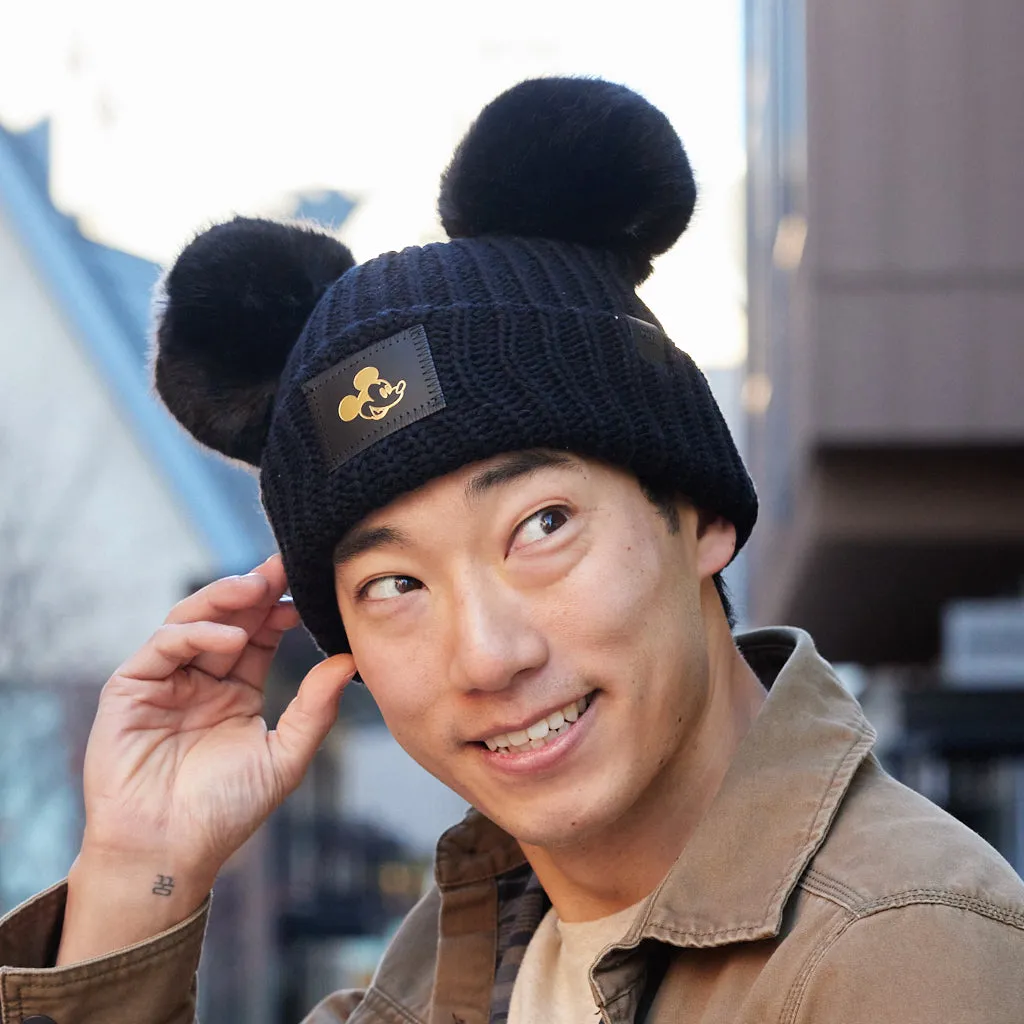 Disney's Mickey Mouse Black Double Pom Beanie
