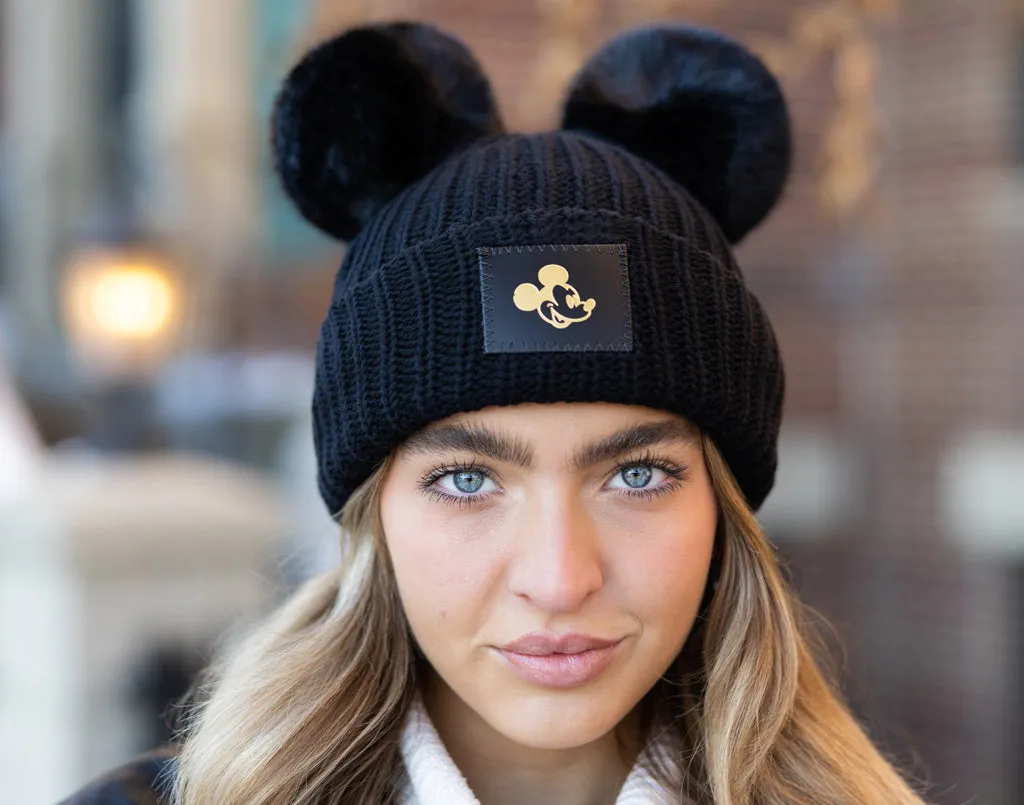 Disney's Mickey Mouse Black Double Pom Beanie