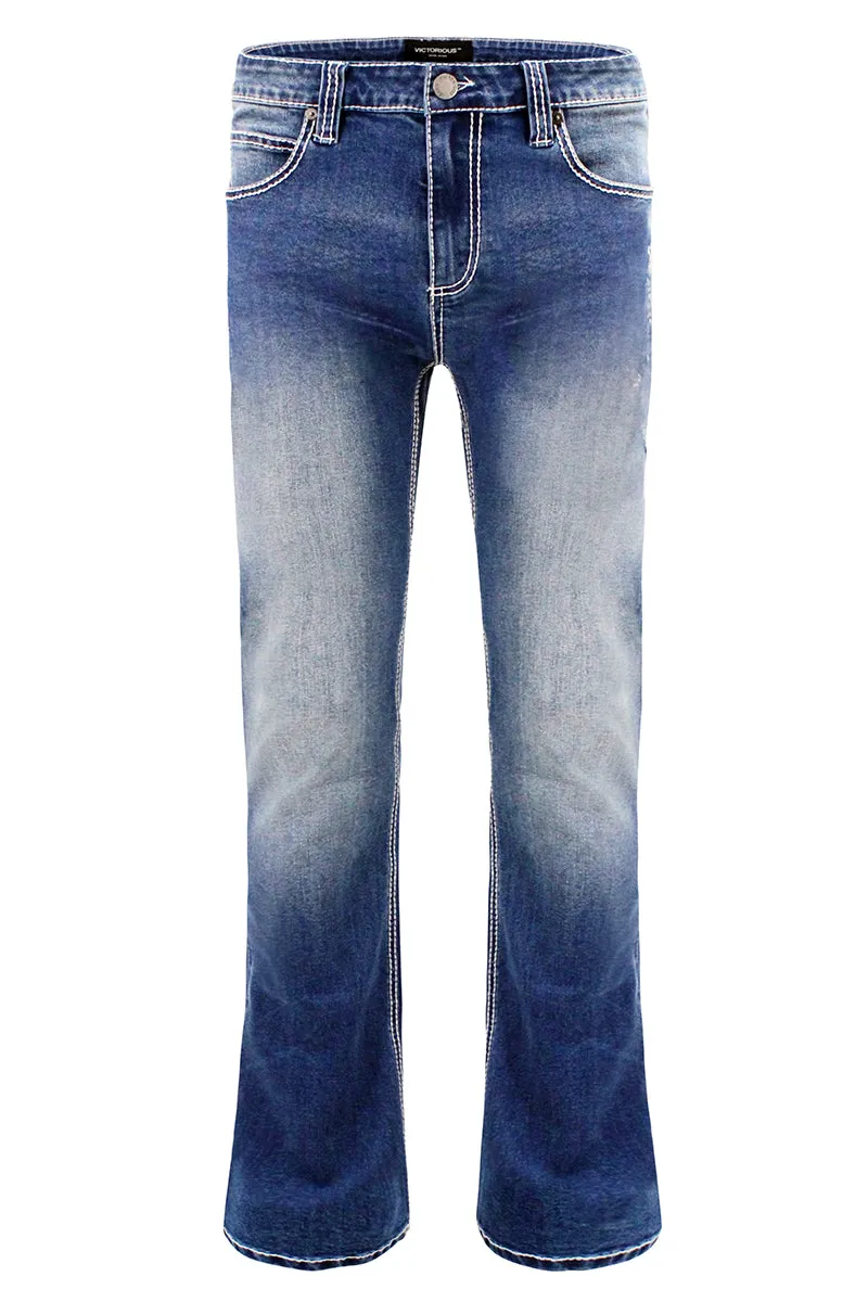 DL1504 Bootcut Cross Embroidery Denim Jeans