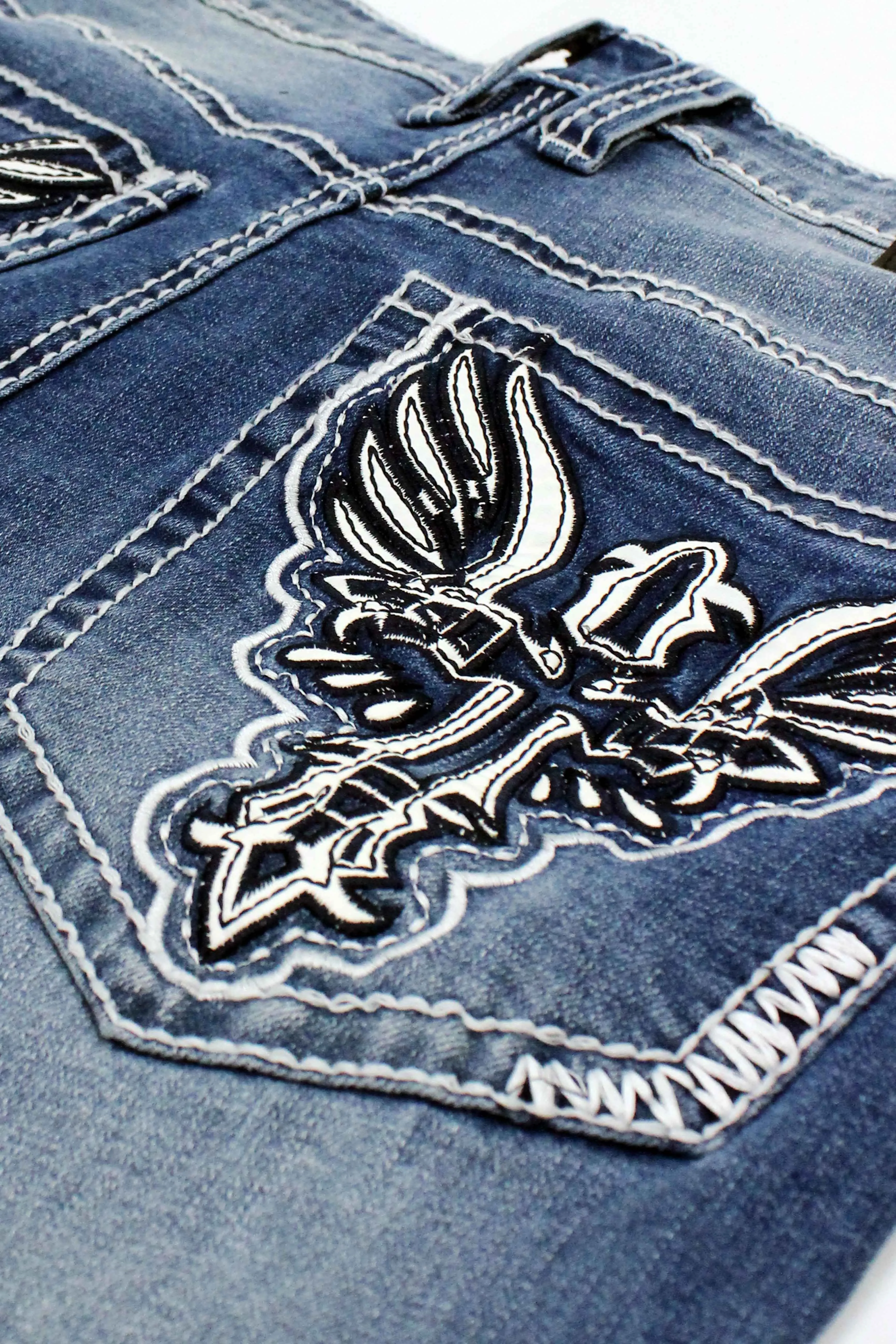 DL1504 Bootcut Cross Embroidery Denim Jeans