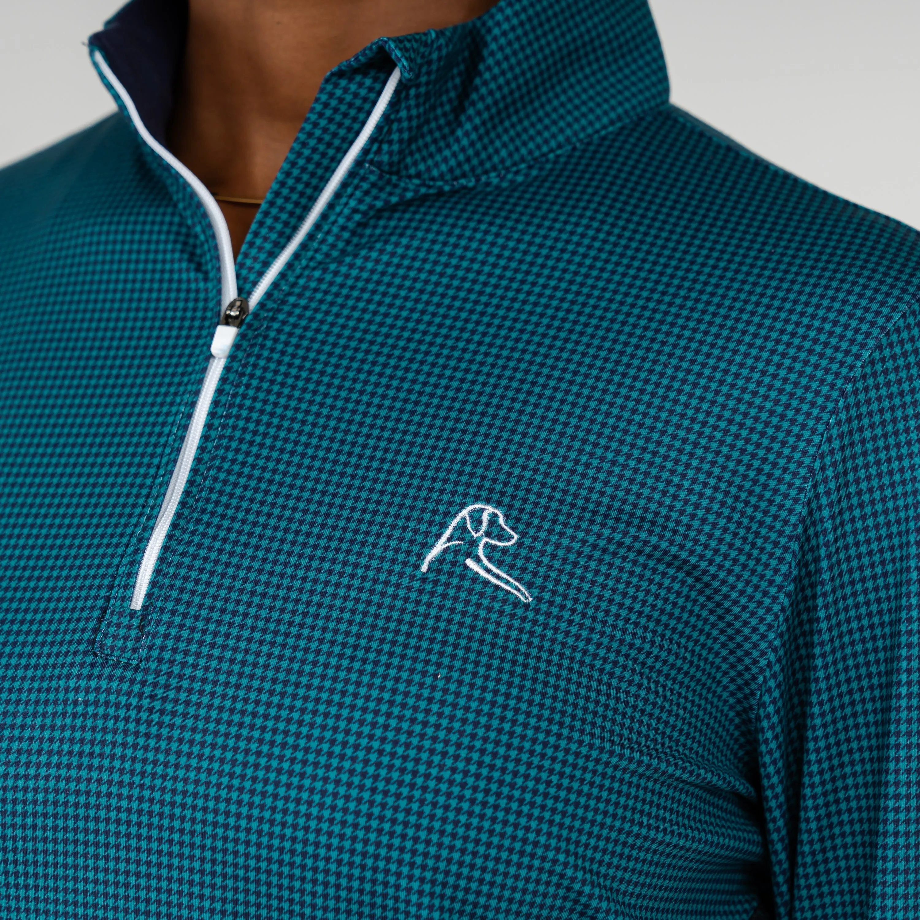 Dogstooth Houndstooth Performance Q-Zip | The Dogstooth Houndstooth - Clover Green/Admiral Navy