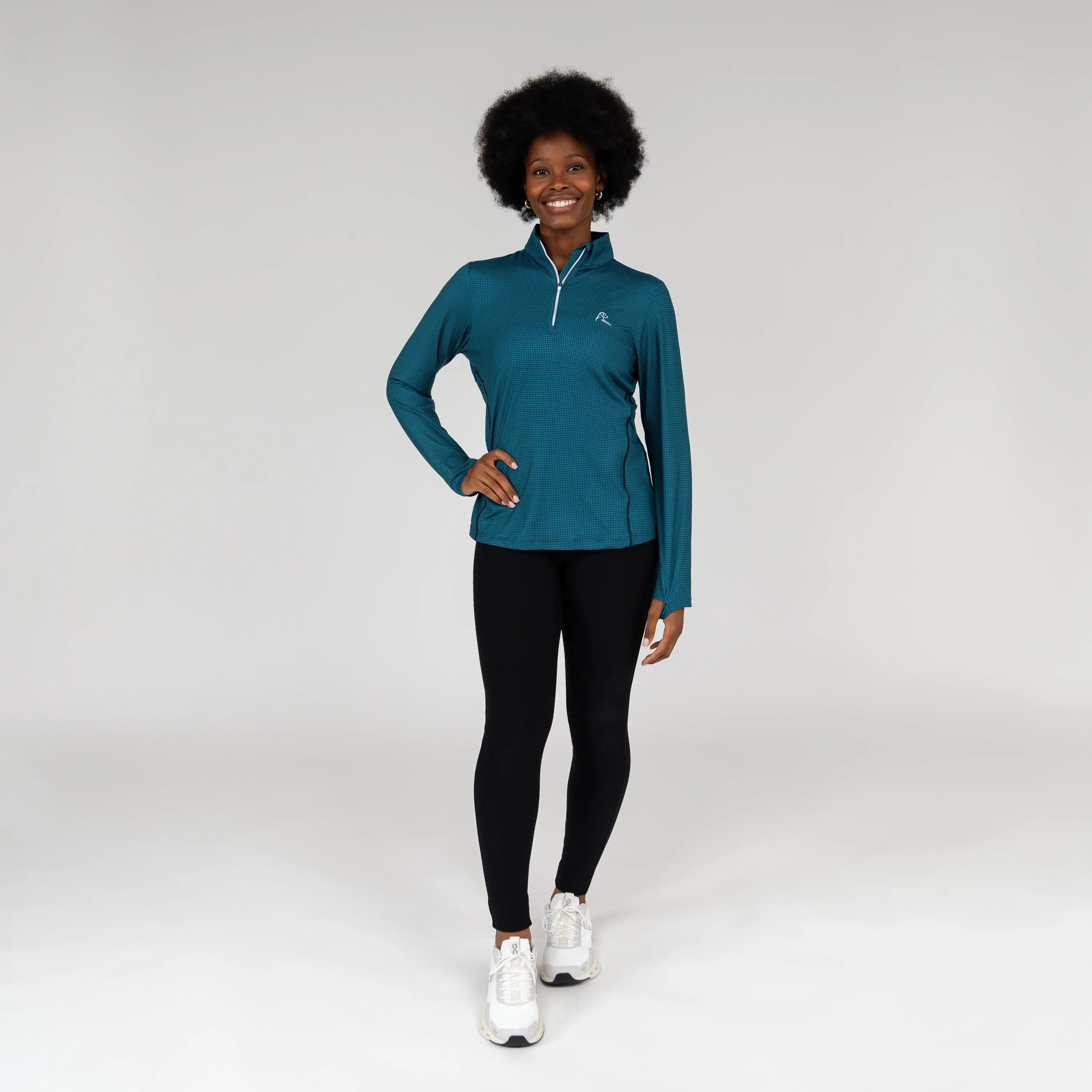 Dogstooth Houndstooth Performance Q-Zip | The Dogstooth Houndstooth - Clover Green/Admiral Navy
