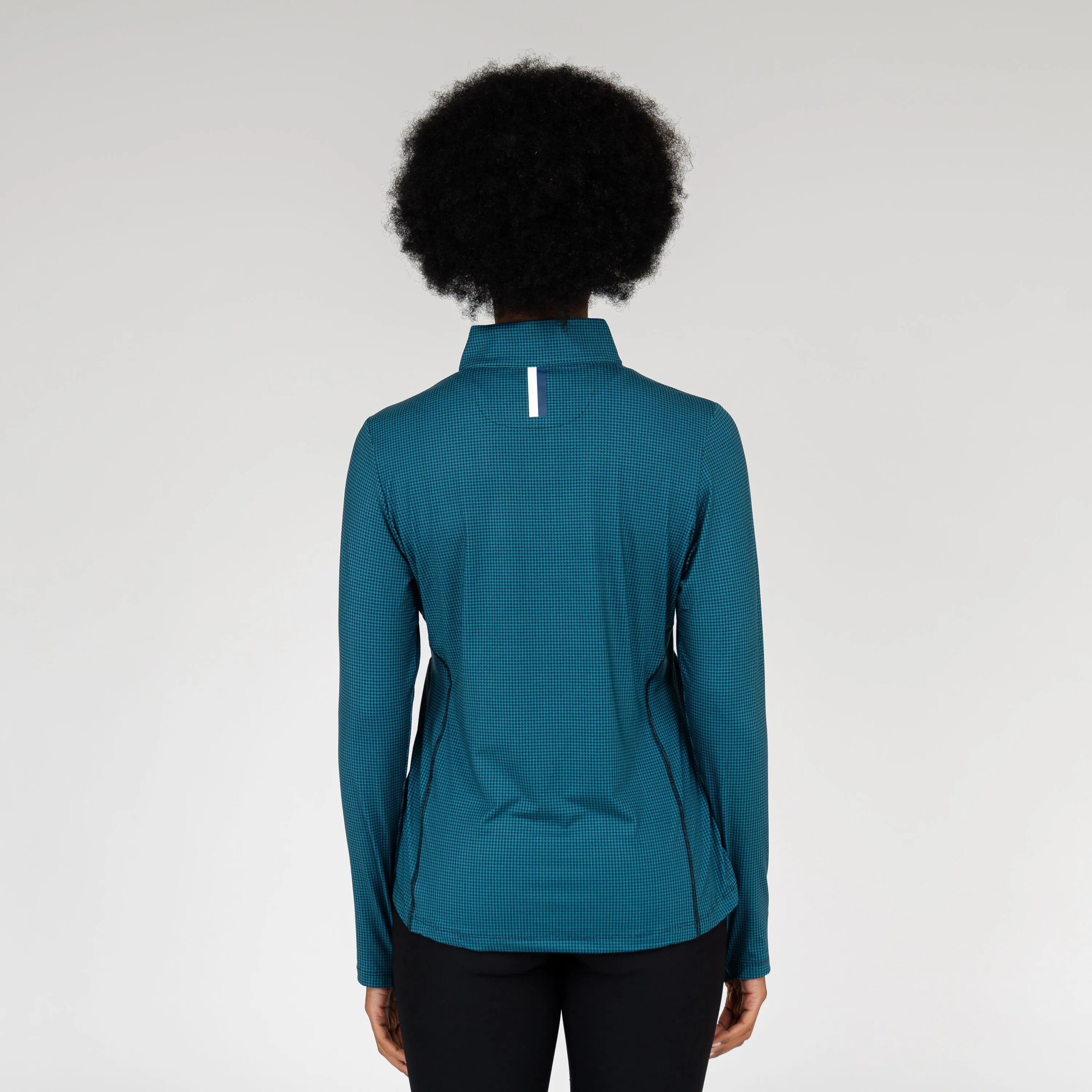 Dogstooth Houndstooth Performance Q-Zip | The Dogstooth Houndstooth - Clover Green/Admiral Navy