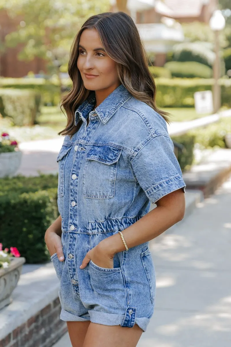 Free People Marci Cuffed Romper - FINAL SALE