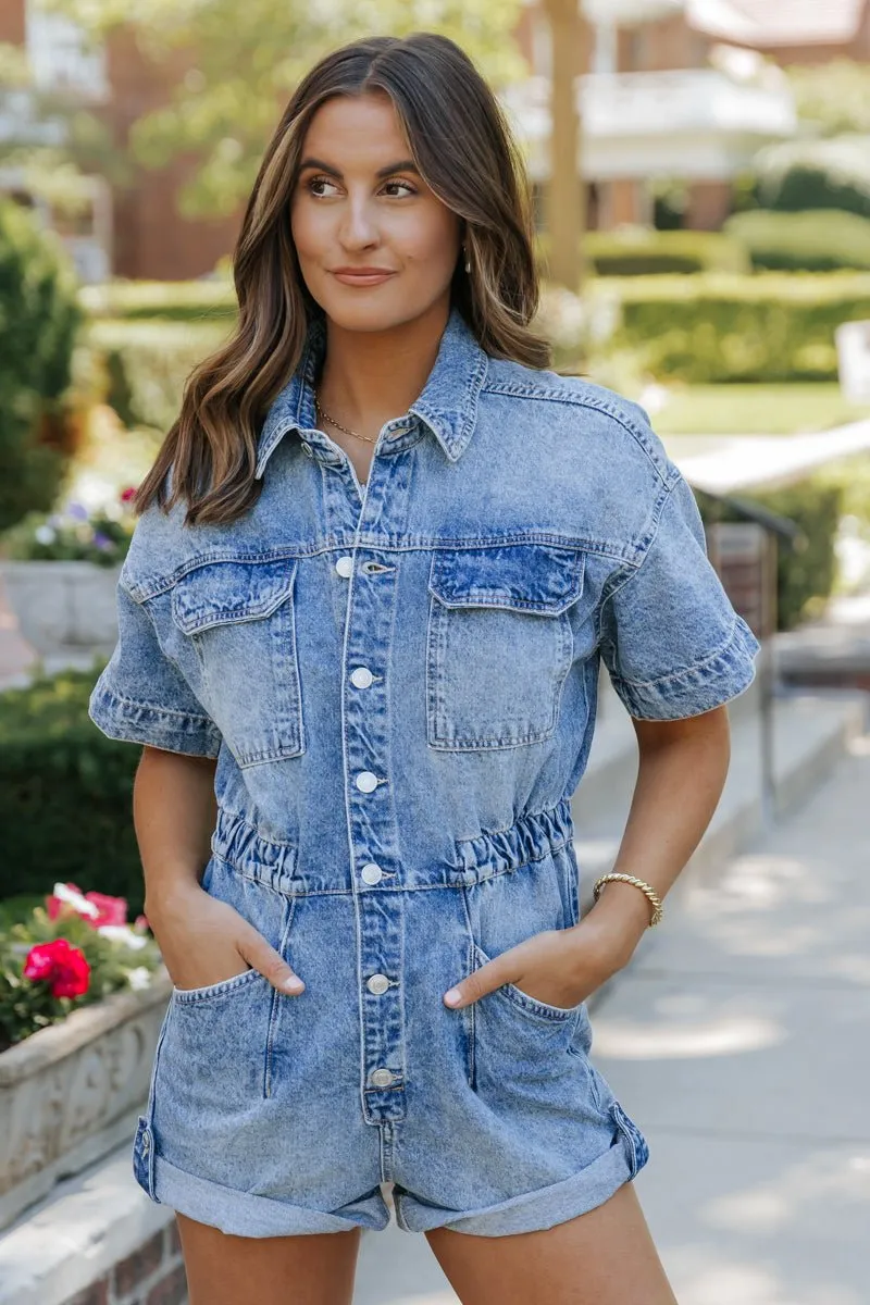 Free People Marci Cuffed Romper - FINAL SALE