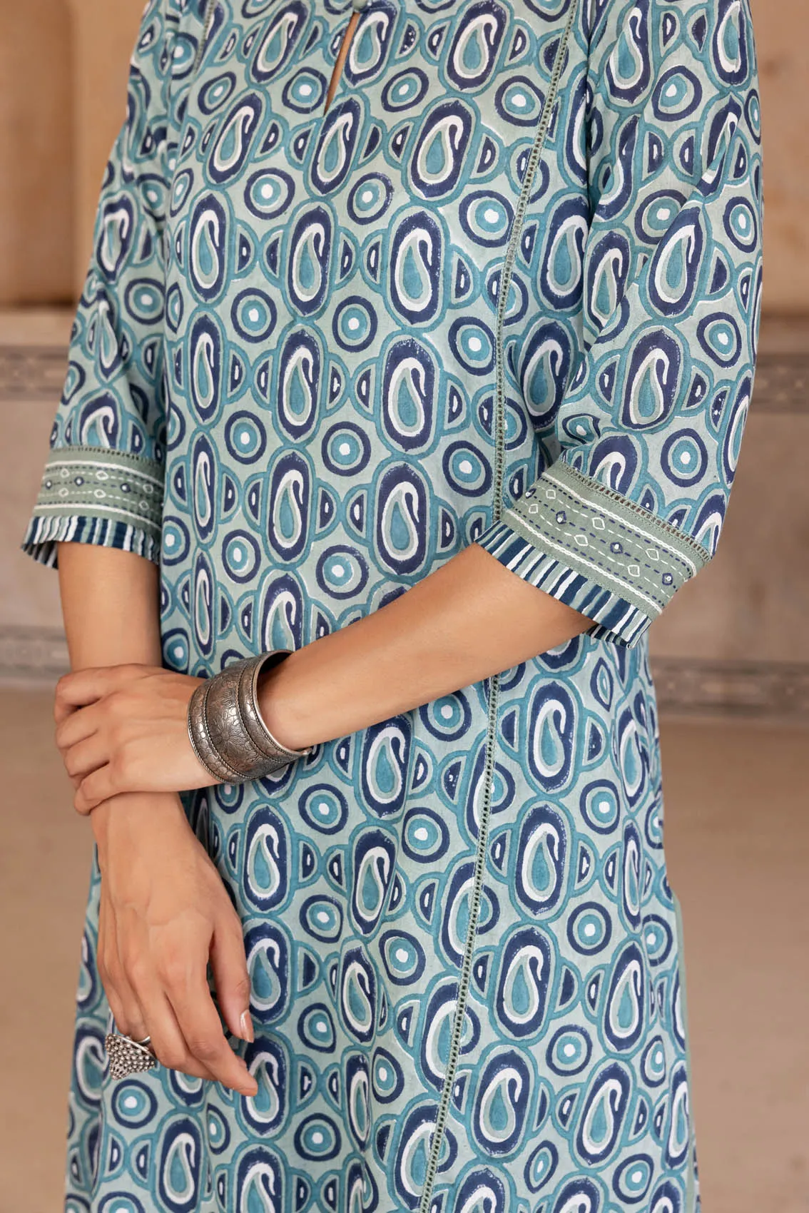 Green Paisley Block Print Kurta