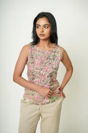 Hand Block Cotton Tank Top
