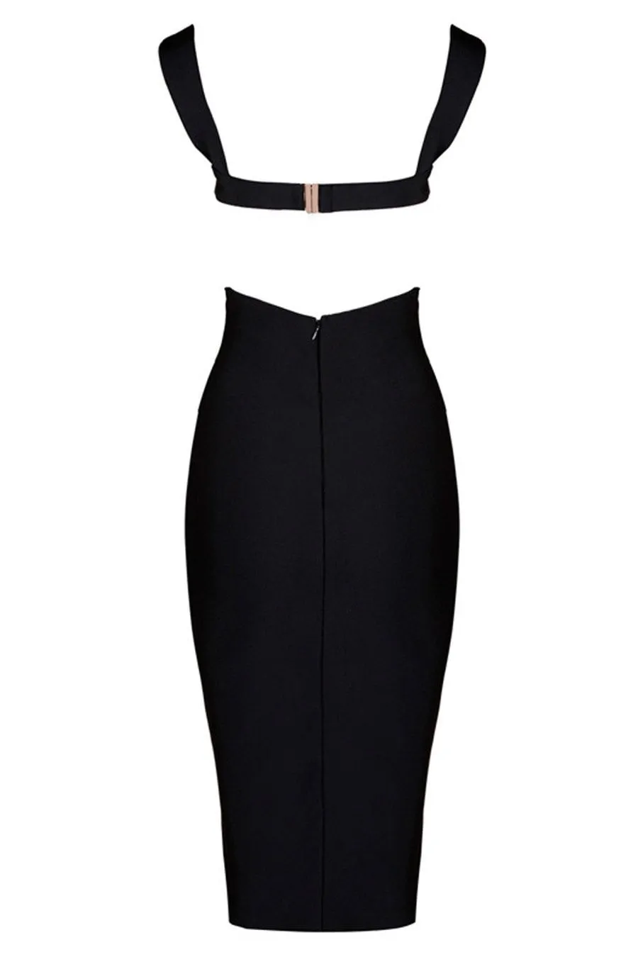 Honey Couture CARLA Designer Black Cut Out Bandage Dress
