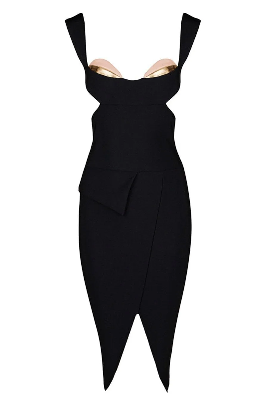 Honey Couture CARLA Designer Black Cut Out Bandage Dress
