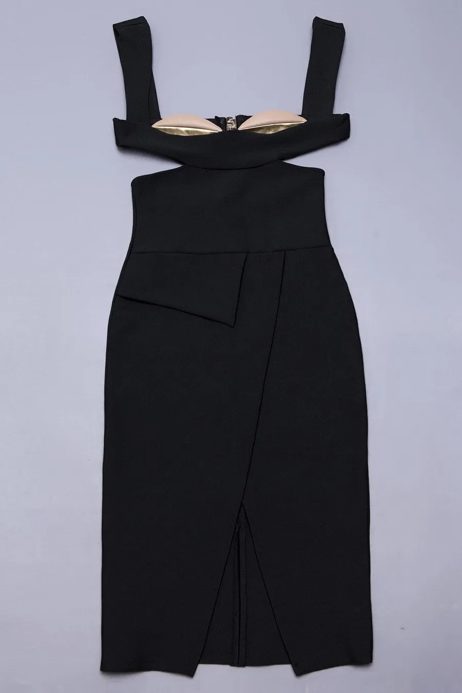 Honey Couture CARLA Designer Black Cut Out Bandage Dress