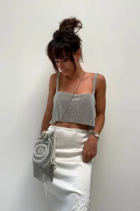 Marine Silver Rhinestone Chainmail Tank