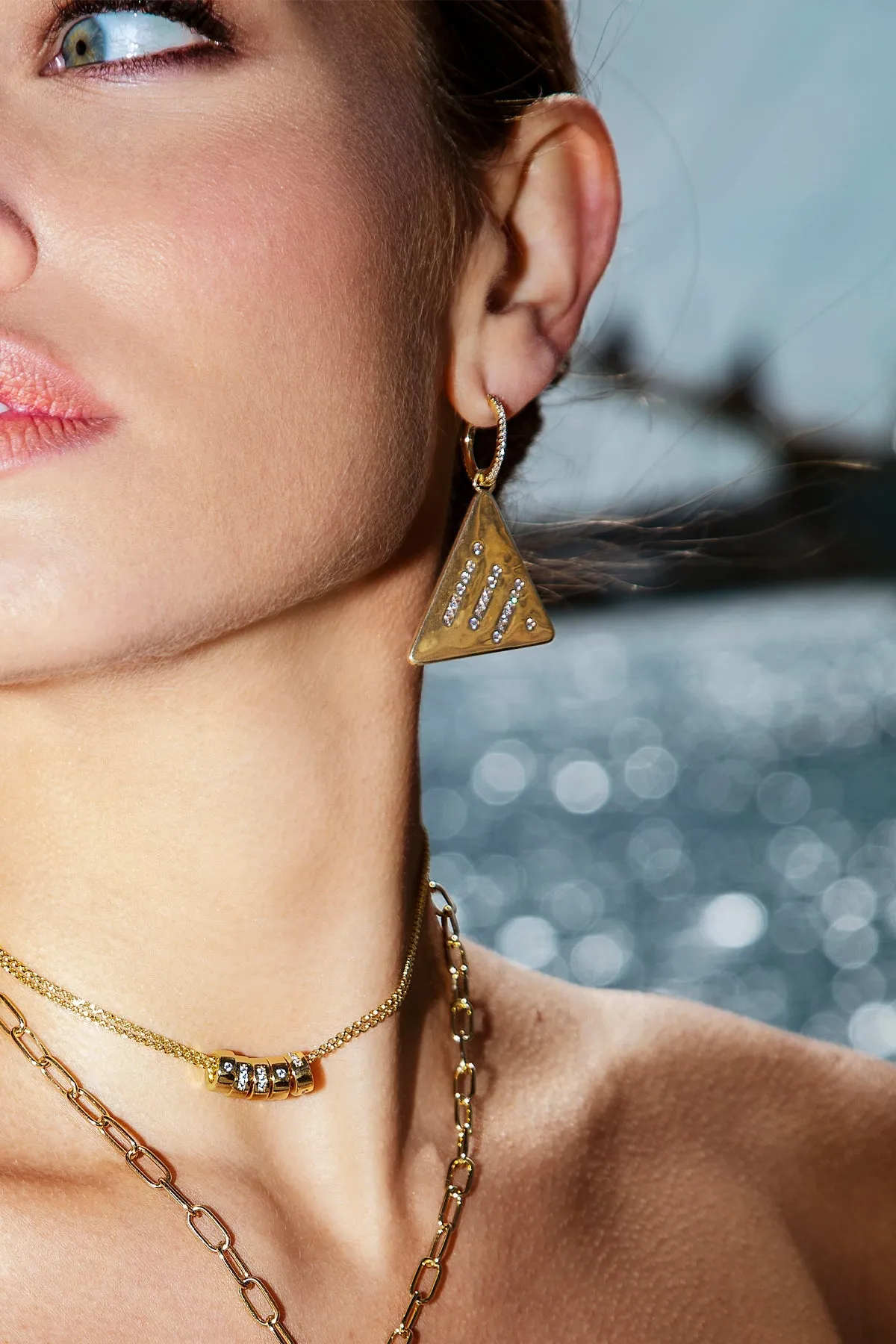 ONE LIFE Morse Code Triangle Earrings