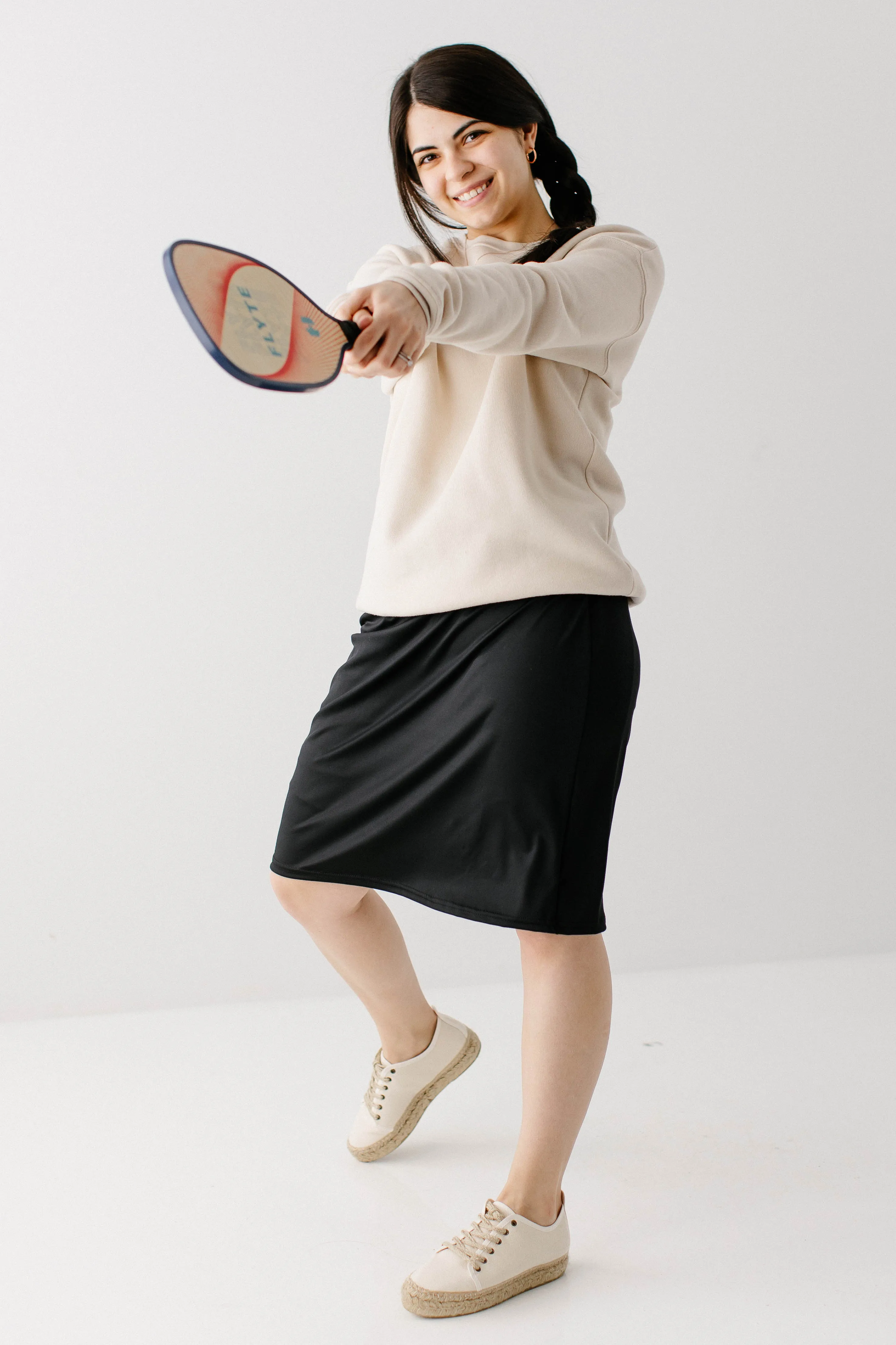 Plus Modest Athletic Knee Length Skort with Stripe FINAL SALE