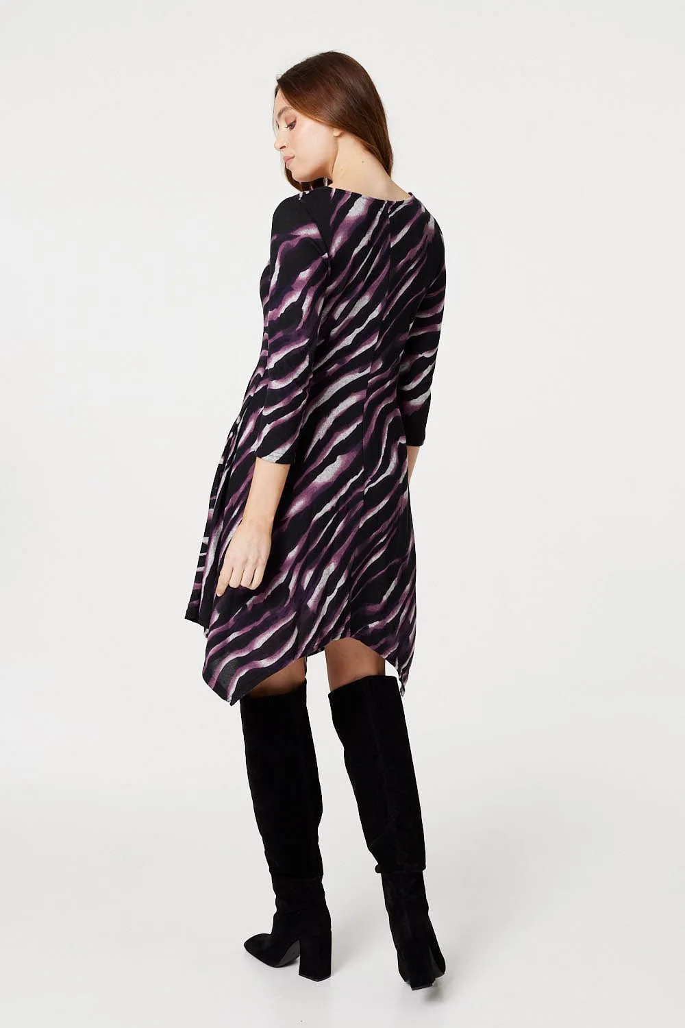 Printed Hanky Hem Skater Dress
